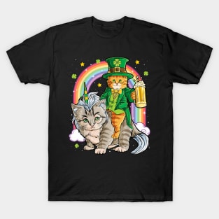 Cat St Patricks Day Leprechaun Riding Caticorn Unicorn Women T-Shirt